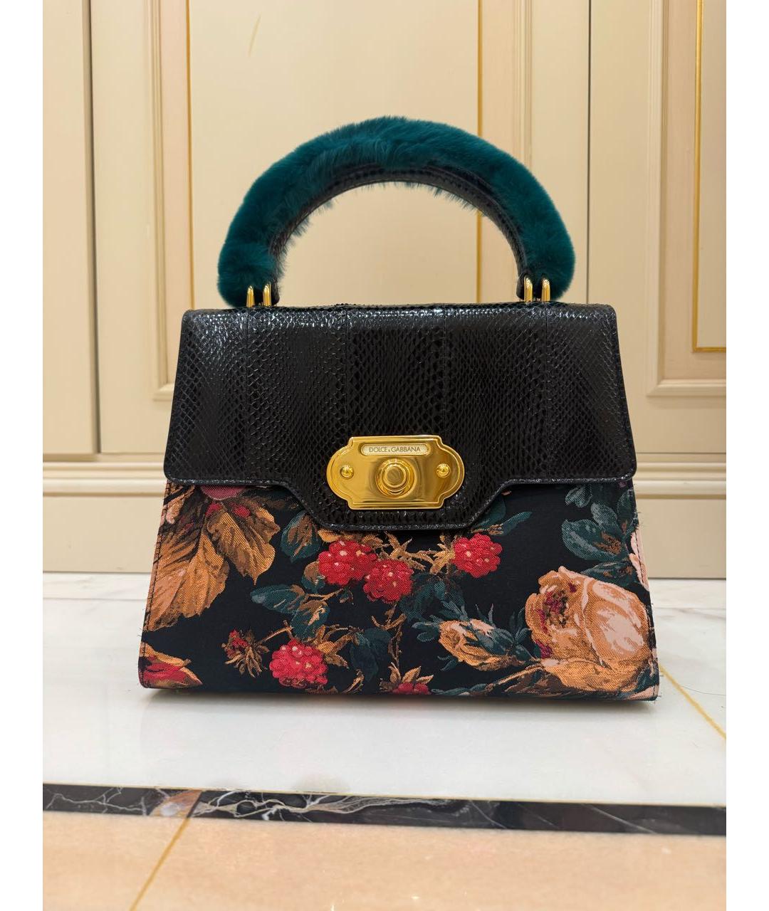 DOLCE&GABBANA Черная сумка с короткими ручками из экзотической кожи, фото 8