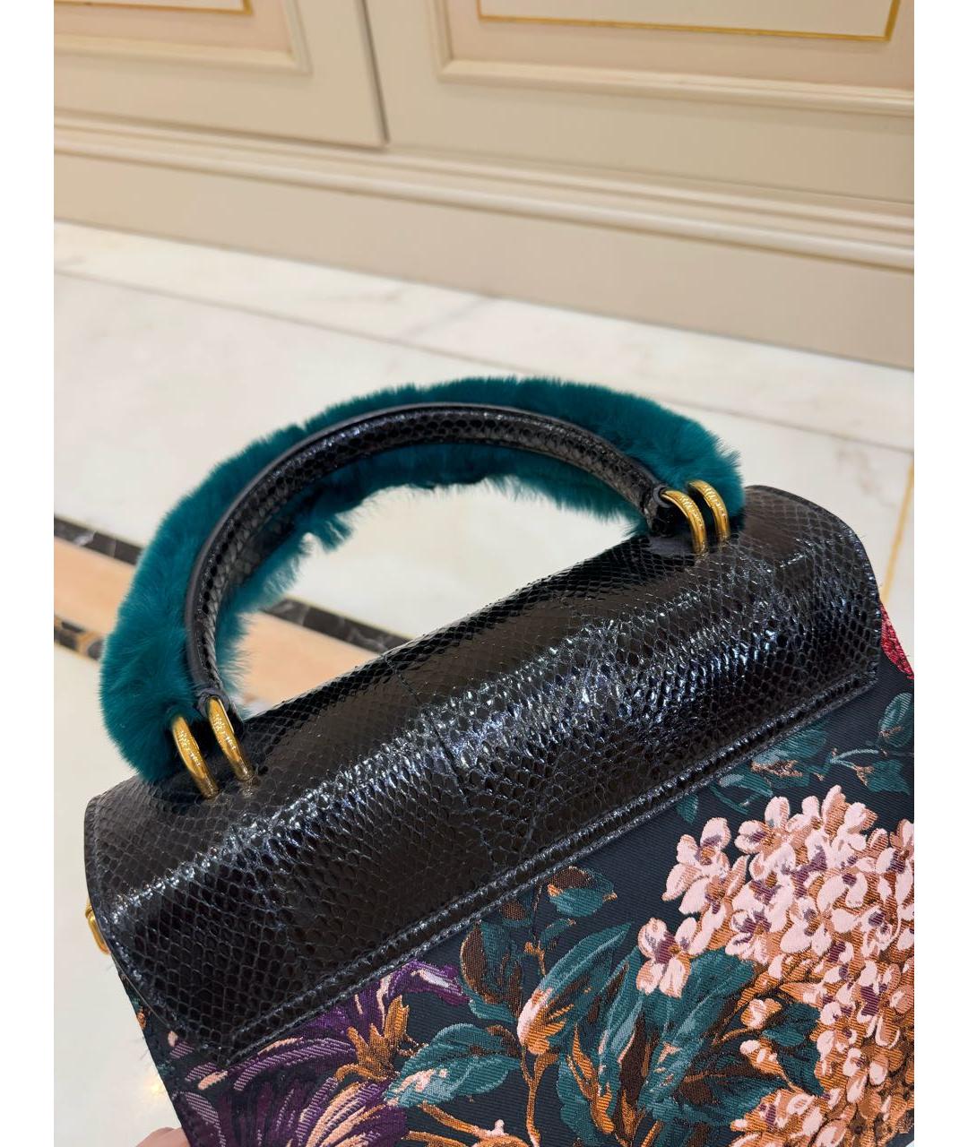 DOLCE&GABBANA Черная сумка с короткими ручками из экзотической кожи, фото 7