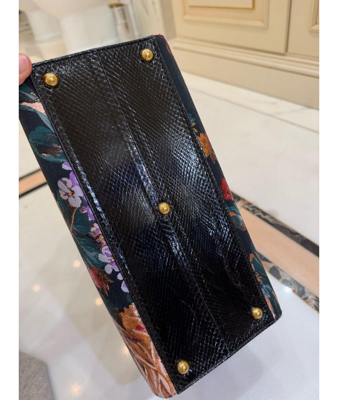 DOLCE&GABBANA Черная сумка с короткими ручками из экзотической кожи, фото 2