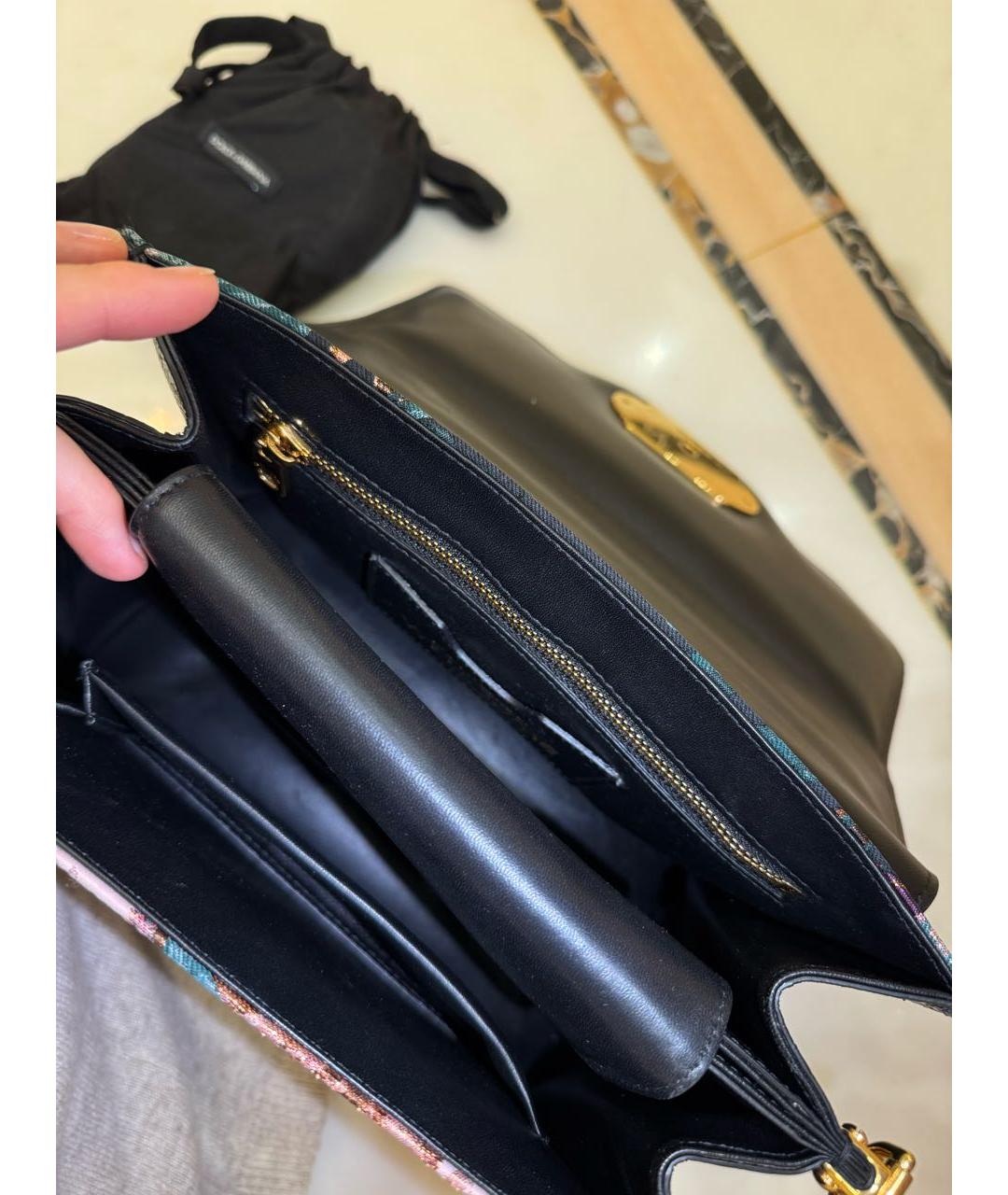 DOLCE&GABBANA Черная сумка с короткими ручками из экзотической кожи, фото 5