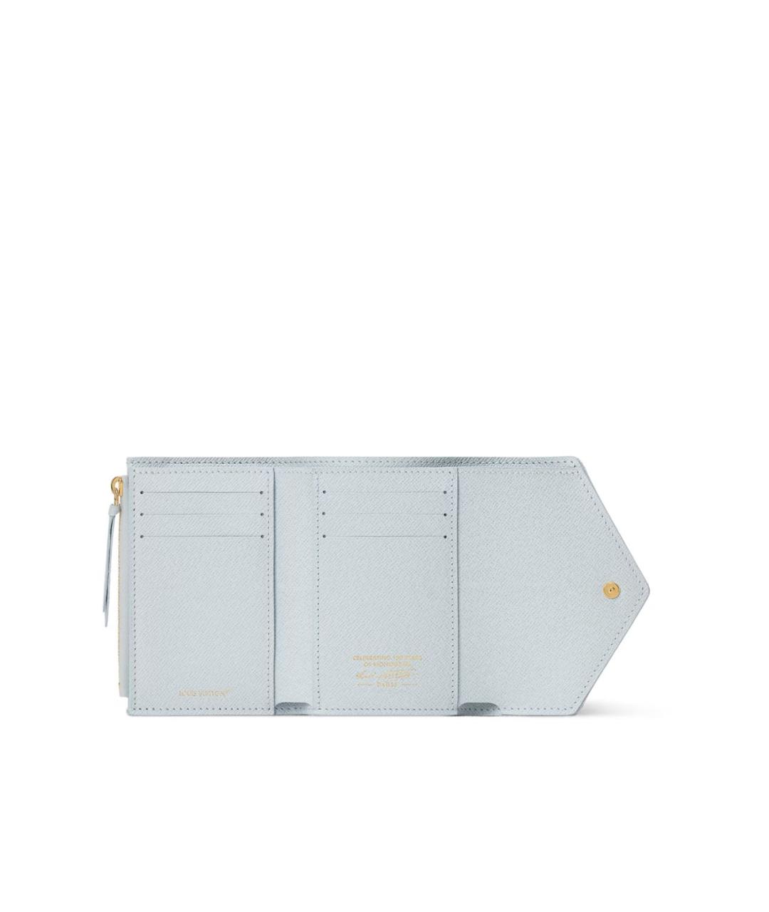 LOUIS VUITTON Голубой кожаный кошелек, фото 4