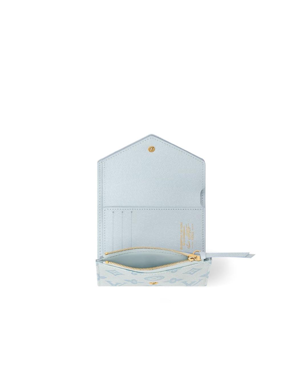LOUIS VUITTON Голубой кожаный кошелек, фото 2
