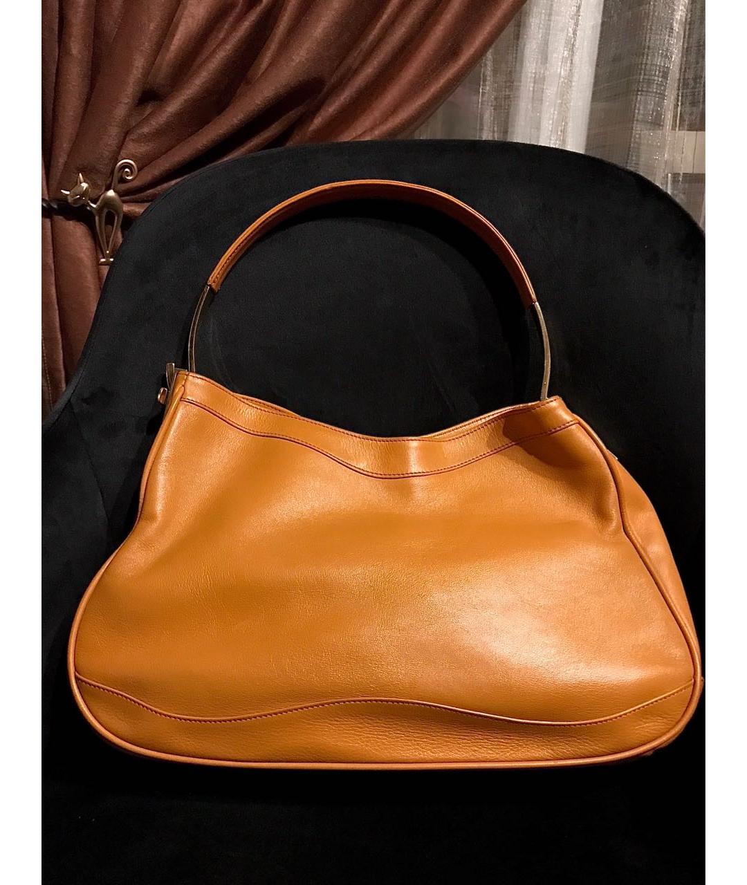 VERSACE Оранжевая кожаная сумка с короткими ручками, фото 9