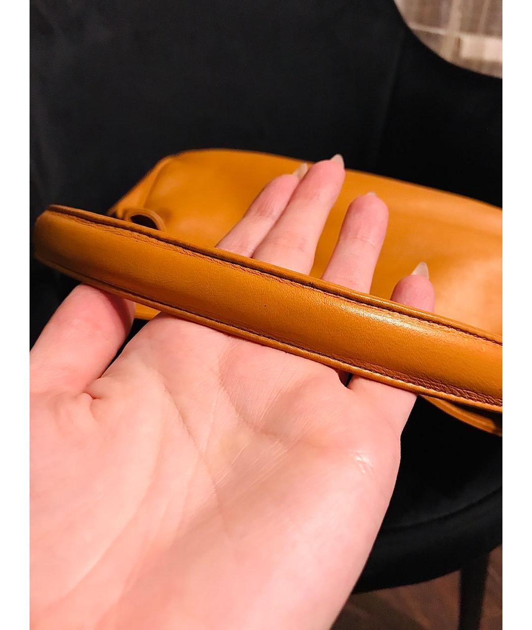 VERSACE Оранжевая кожаная сумка с короткими ручками, фото 7