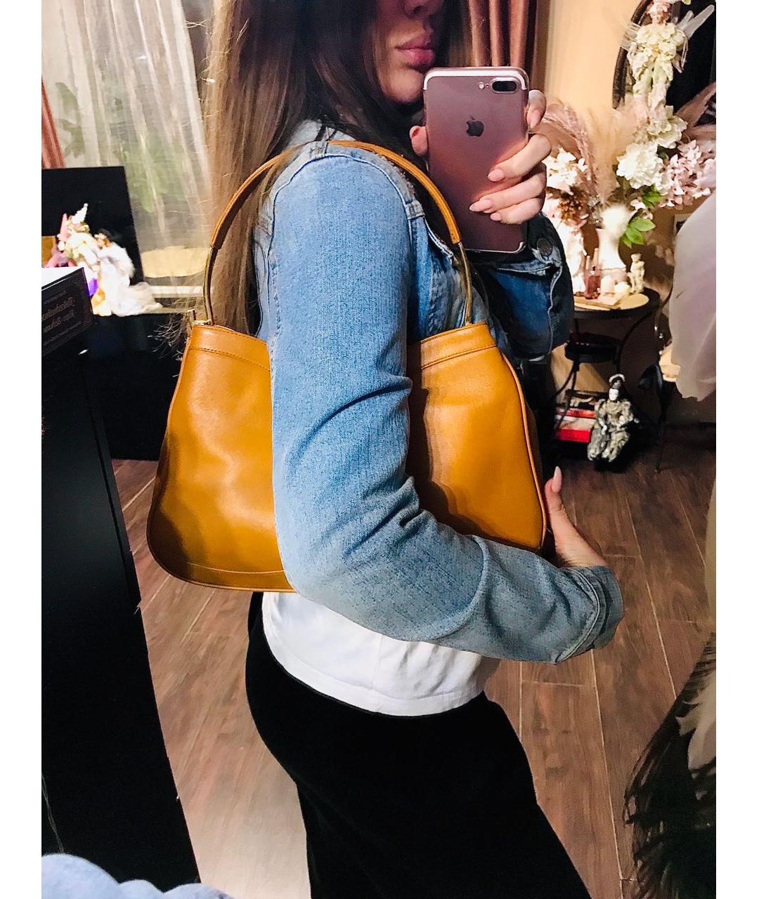 VERSACE Оранжевая кожаная сумка с короткими ручками, фото 8