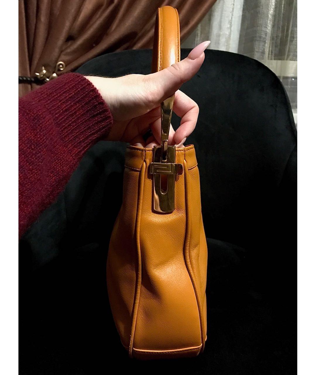 VERSACE Оранжевая кожаная сумка с короткими ручками, фото 2