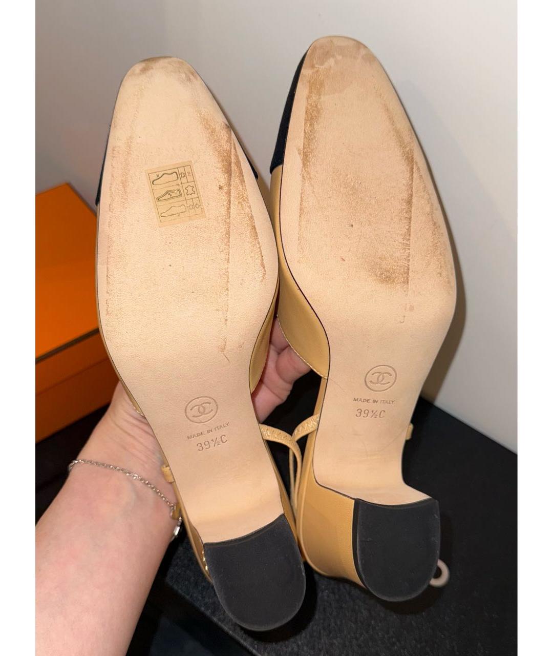 CHANEL Бежевые кожаные туфли, фото 5