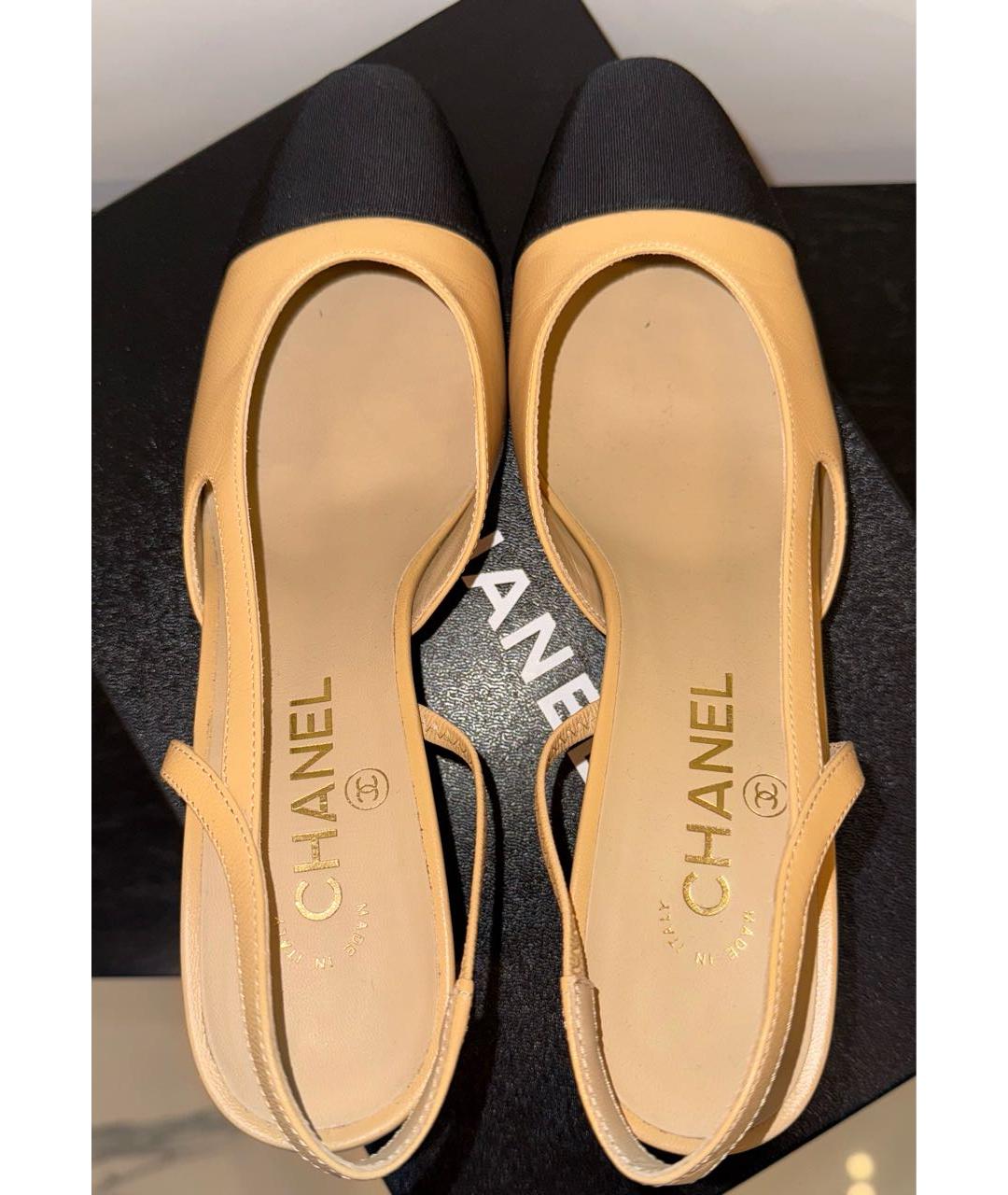 CHANEL Бежевые кожаные туфли, фото 3