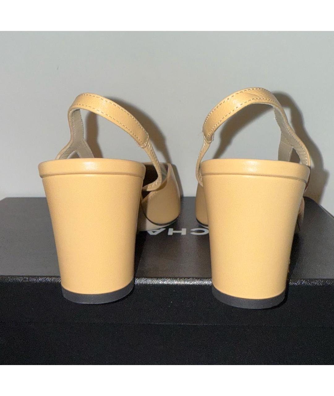 CHANEL Бежевые кожаные туфли, фото 4