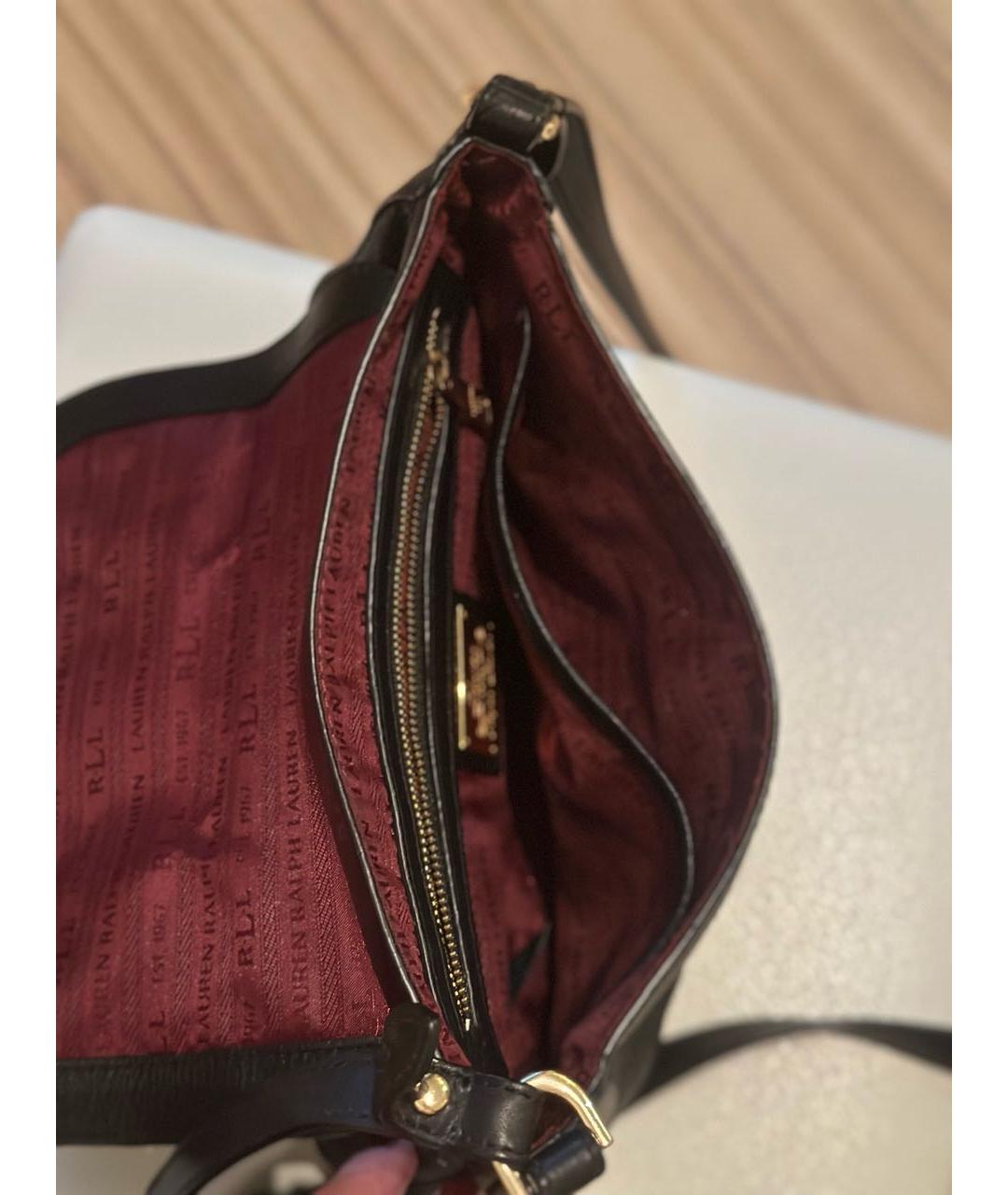 POLO RALPH LAUREN Черная кожаная сумка через плечо, фото 6