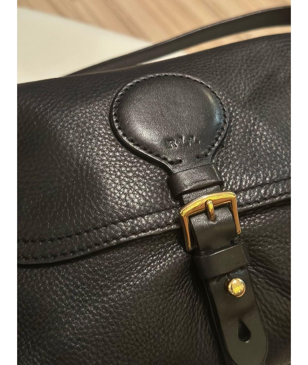 POLO RALPH LAUREN Черная кожаная сумка через плечо, фото 3