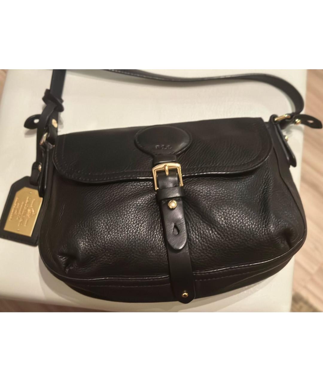 POLO RALPH LAUREN Черная кожаная сумка через плечо, фото 9