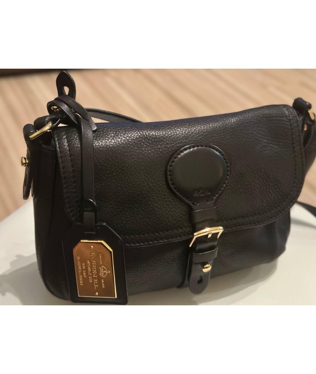 POLO RALPH LAUREN Черная кожаная сумка через плечо, фото 2