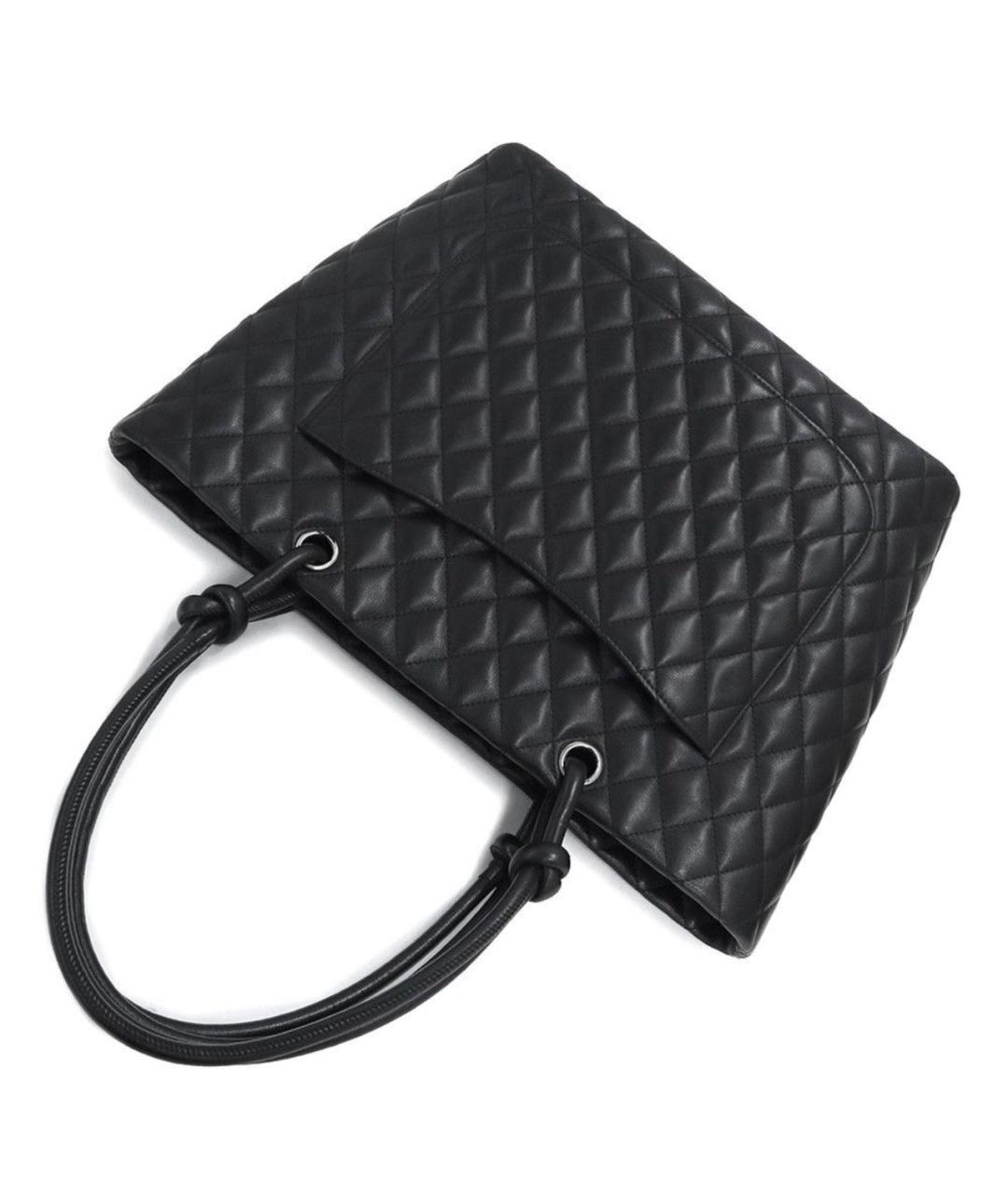 CHANEL Черная кожаная сумка с короткими ручками, фото 5