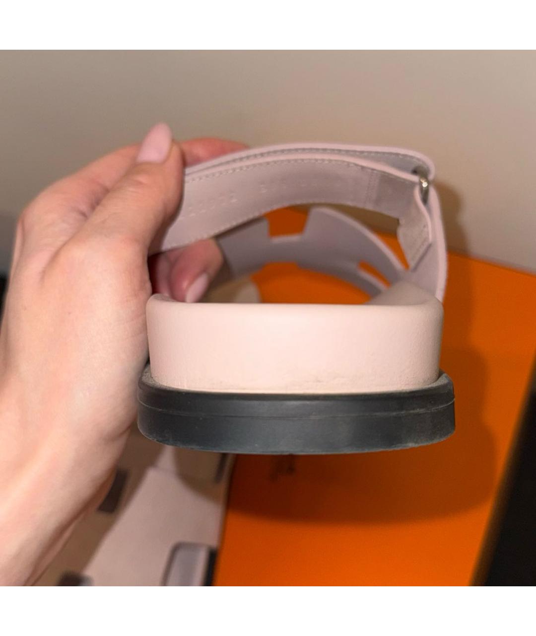 HERMES Розовые замшевые шлепанцы, фото 6