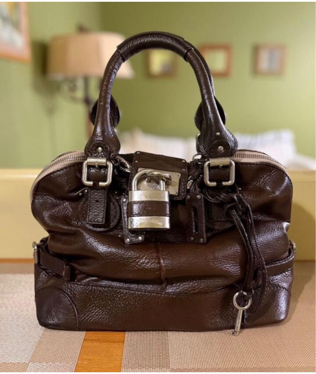 CHLOE Коричневая кожаная сумка с короткими ручками, фото 5