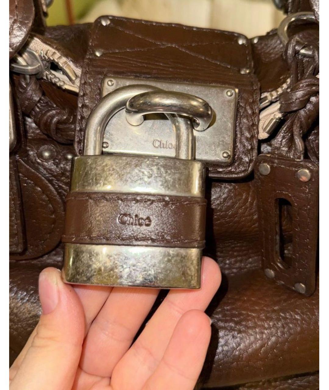 CHLOE Коричневая кожаная сумка с короткими ручками, фото 4