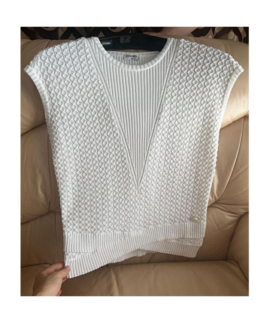 CHANEL Белая хлопковая жилетка, фото 7
