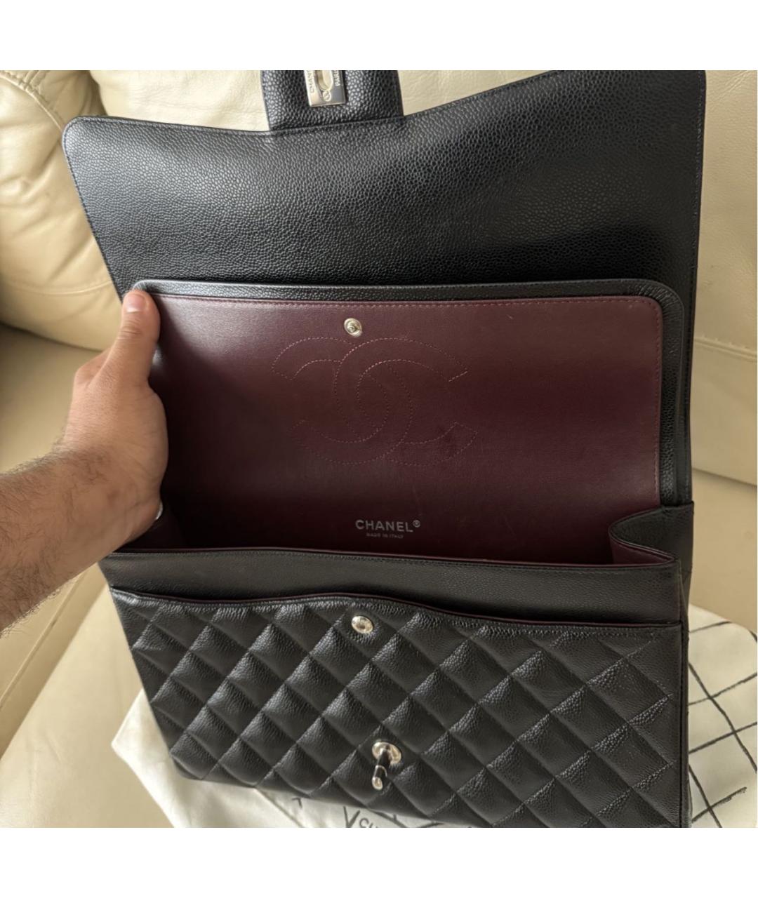 CHANEL Черная кожаная сумка тоут, фото 5