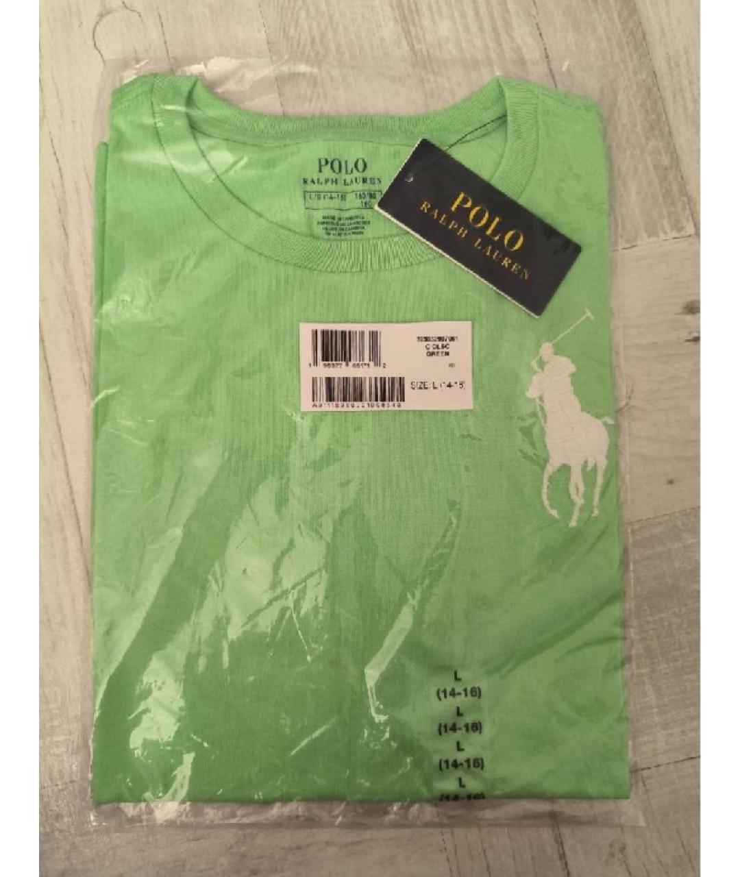 POLO RALPH LAUREN Салатовая хлопковая детская футболка, фото 4