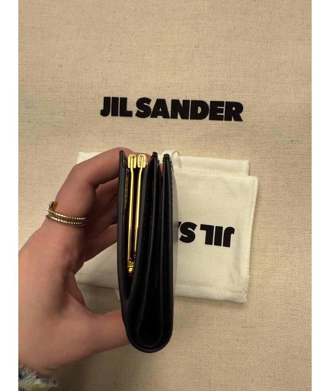 JIL SANDER Черный кожаный кошелек, фото 7
