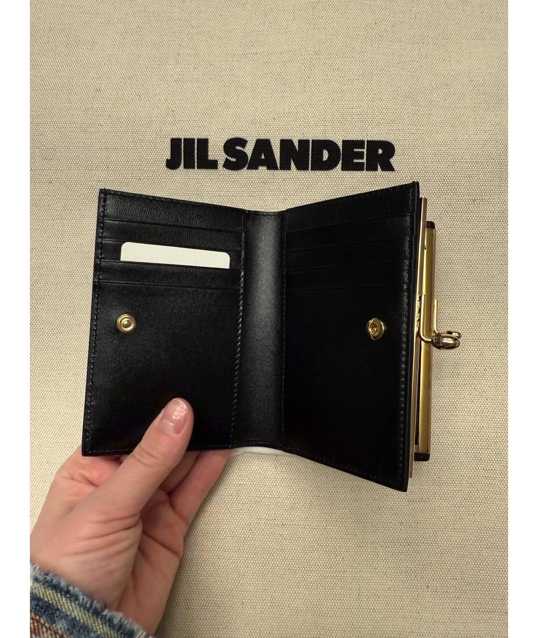 JIL SANDER Черный кожаный кошелек, фото 3