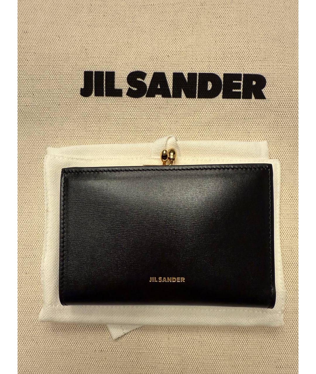 JIL SANDER Черный кожаный кошелек, фото 9