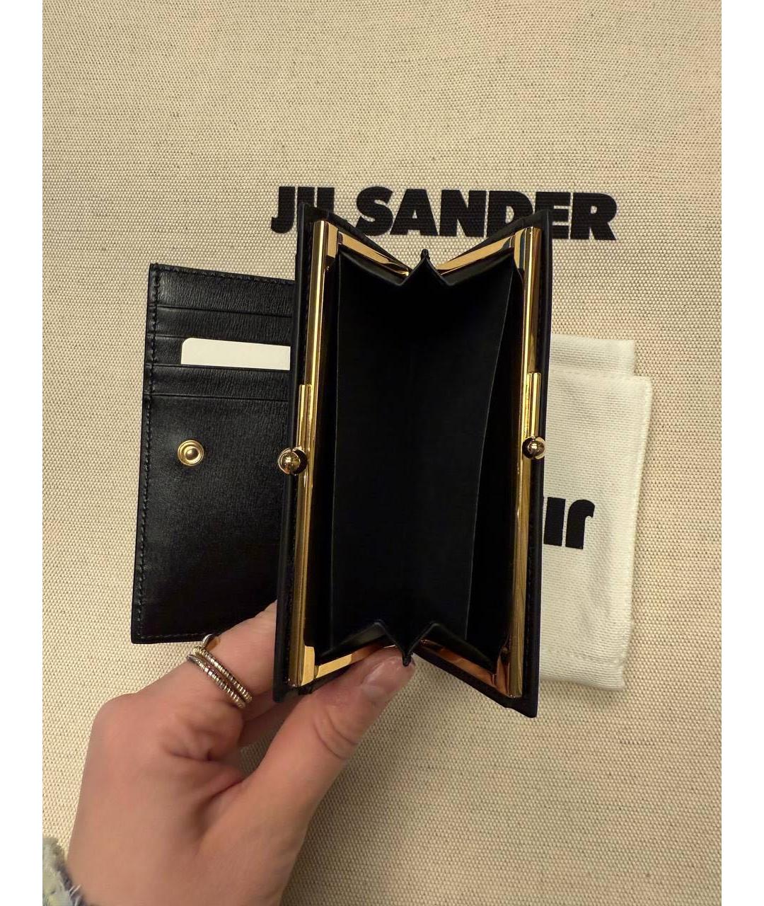JIL SANDER Черный кожаный кошелек, фото 5