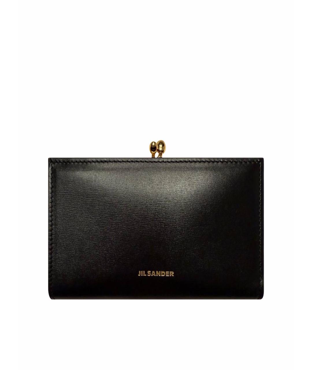 JIL SANDER Черный кожаный кошелек, фото 1