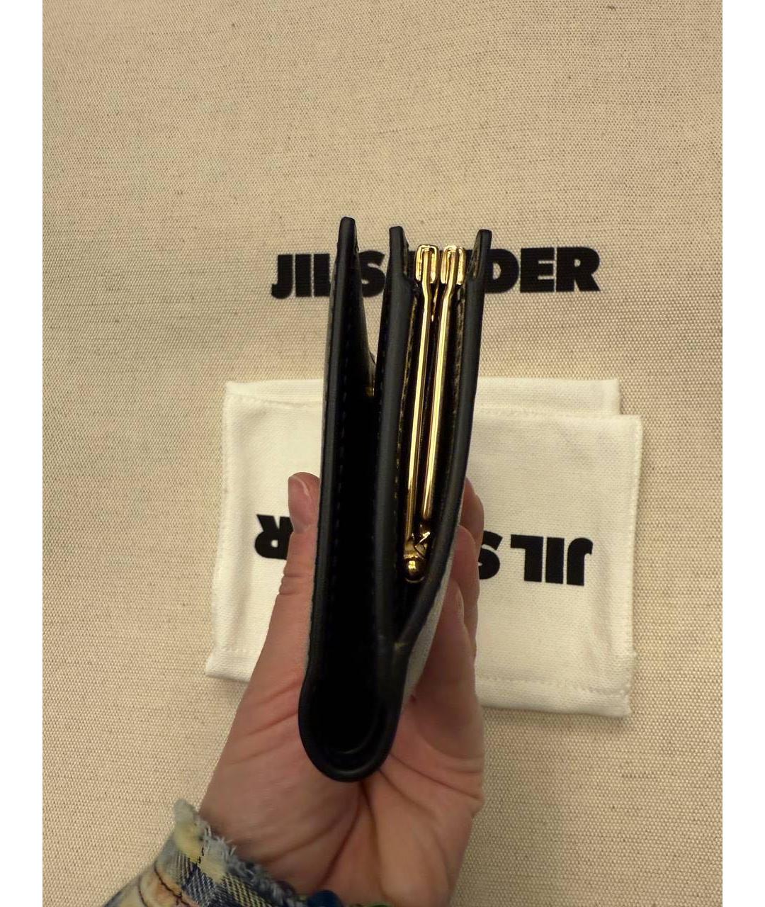 JIL SANDER Черный кожаный кошелек, фото 4