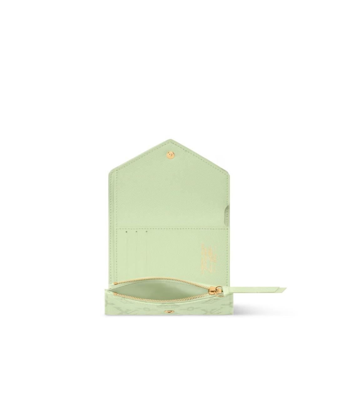 LOUIS VUITTON Салатовый кожаный кошелек, фото 2
