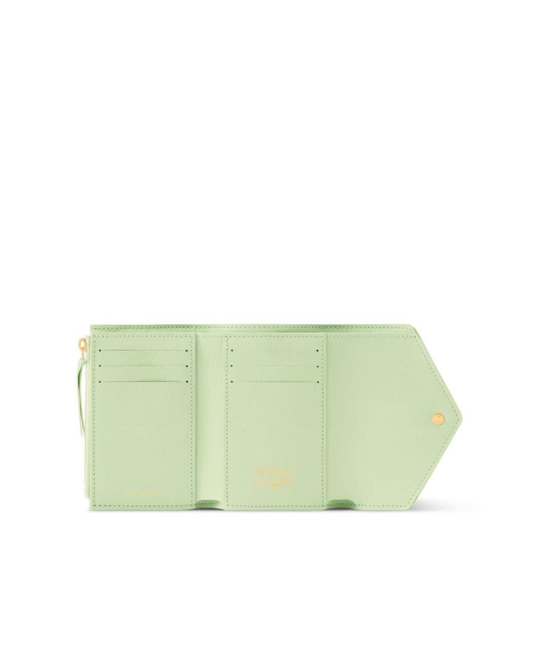 LOUIS VUITTON Салатовый кожаный кошелек, фото 4