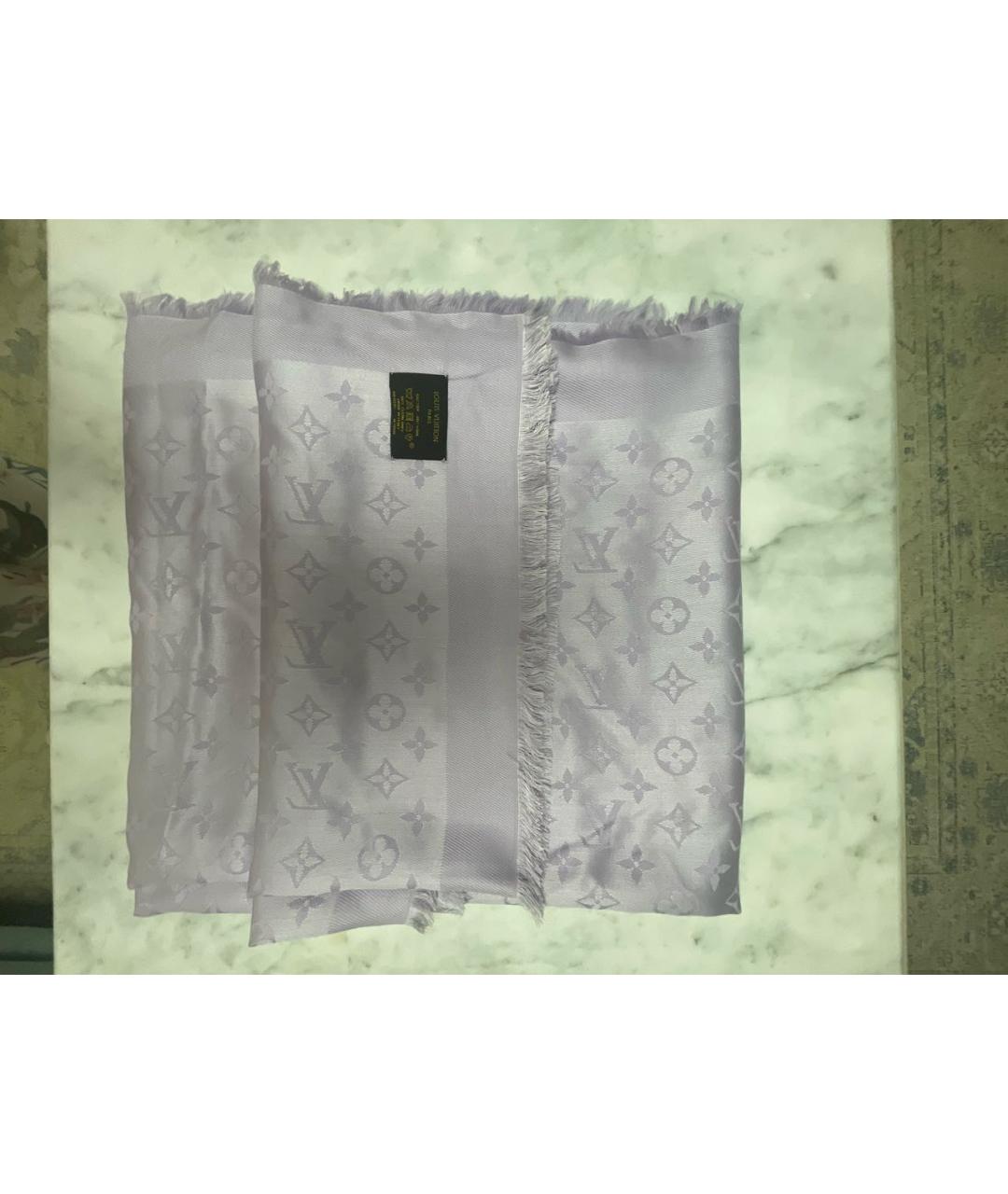 LOUIS VUITTON Фиолетовый шерстяной платок, фото 4