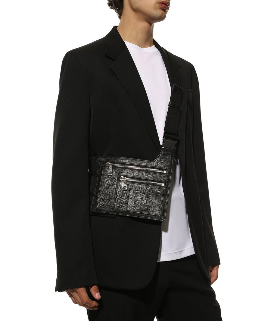 DOLCE&GABBANA Черная кожаная сумка на плечо, фото 5