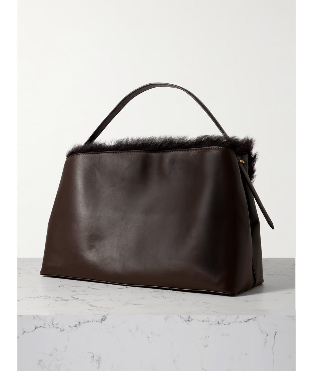 TOTEME Коричневая кожаная сумка с короткими ручками, фото 3