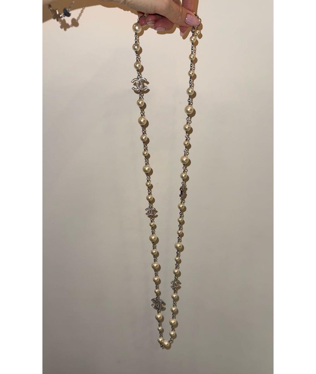 CHANEL Белое металлическое колье, фото 4