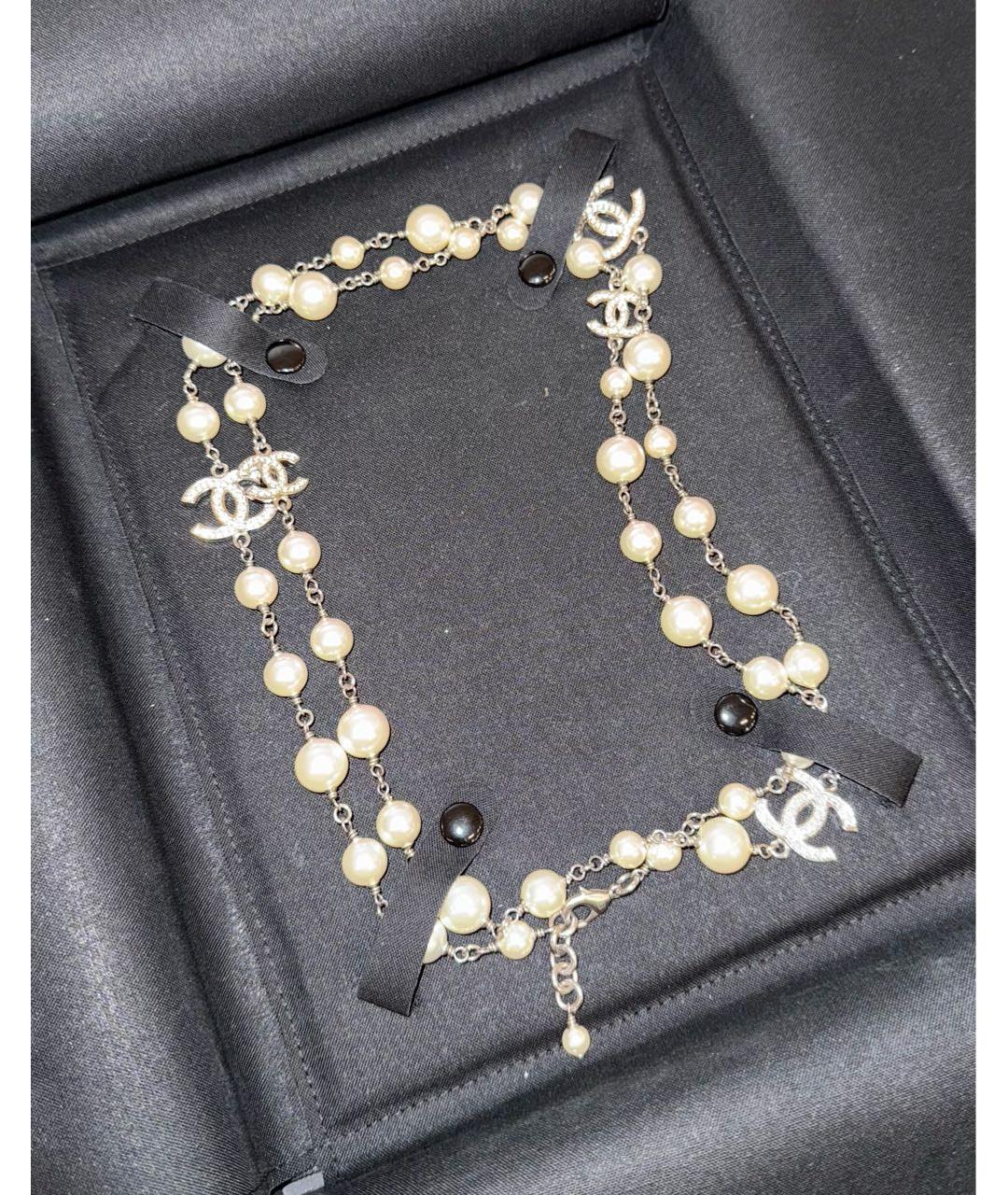 CHANEL Белое металлическое колье, фото 2