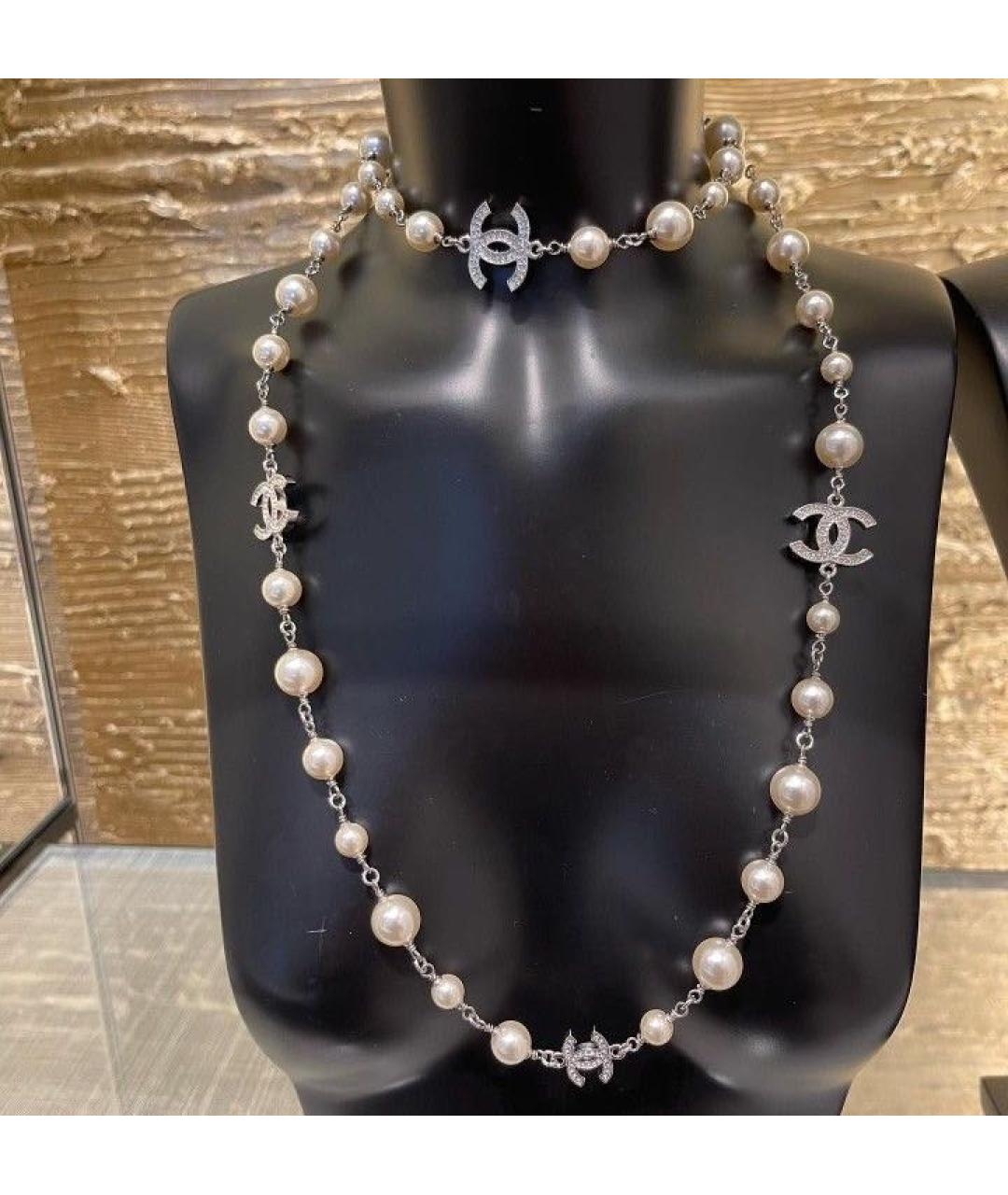 CHANEL Белое металлическое колье, фото 6