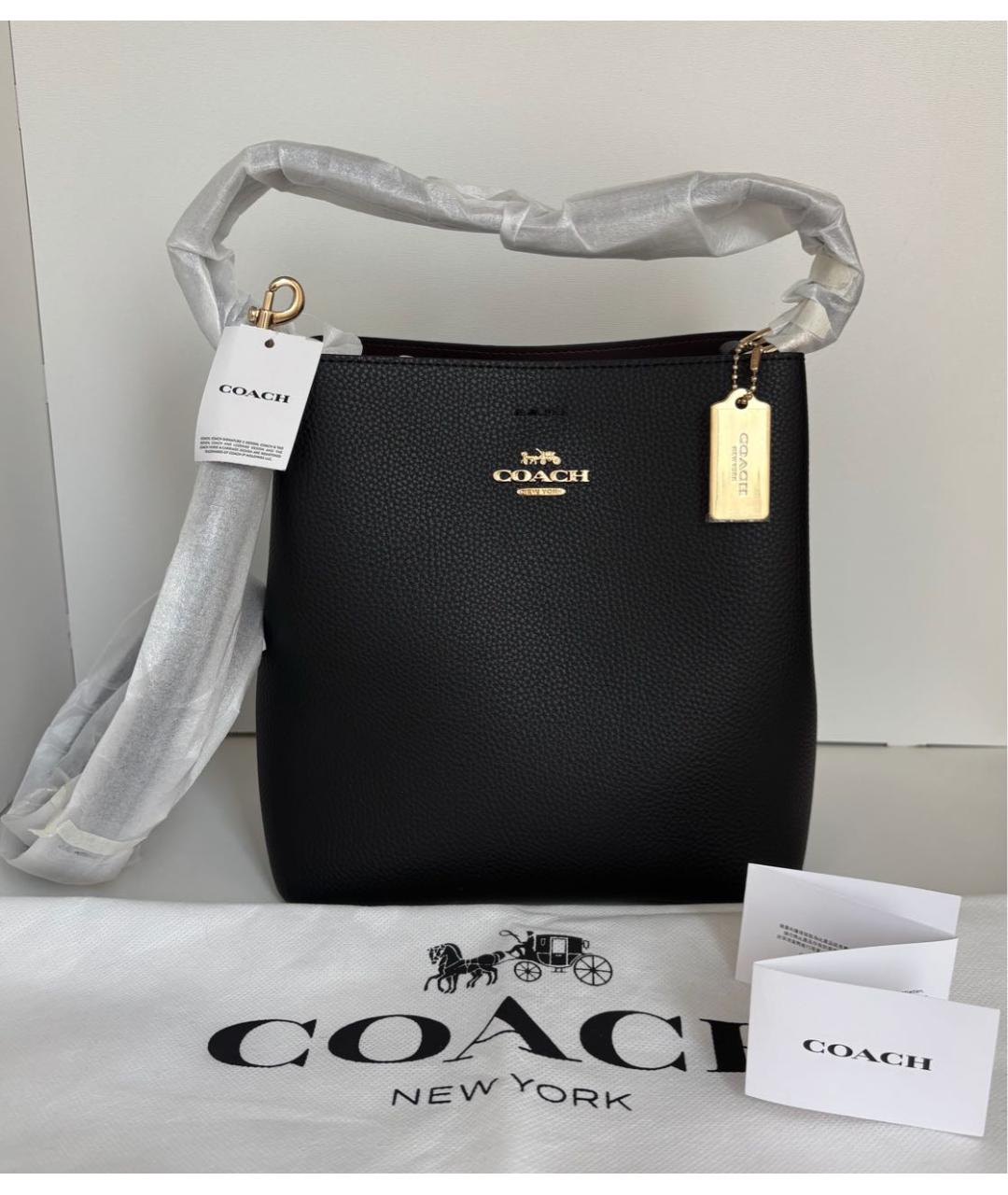 COACH Черная кожаная сумка тоут, фото 3