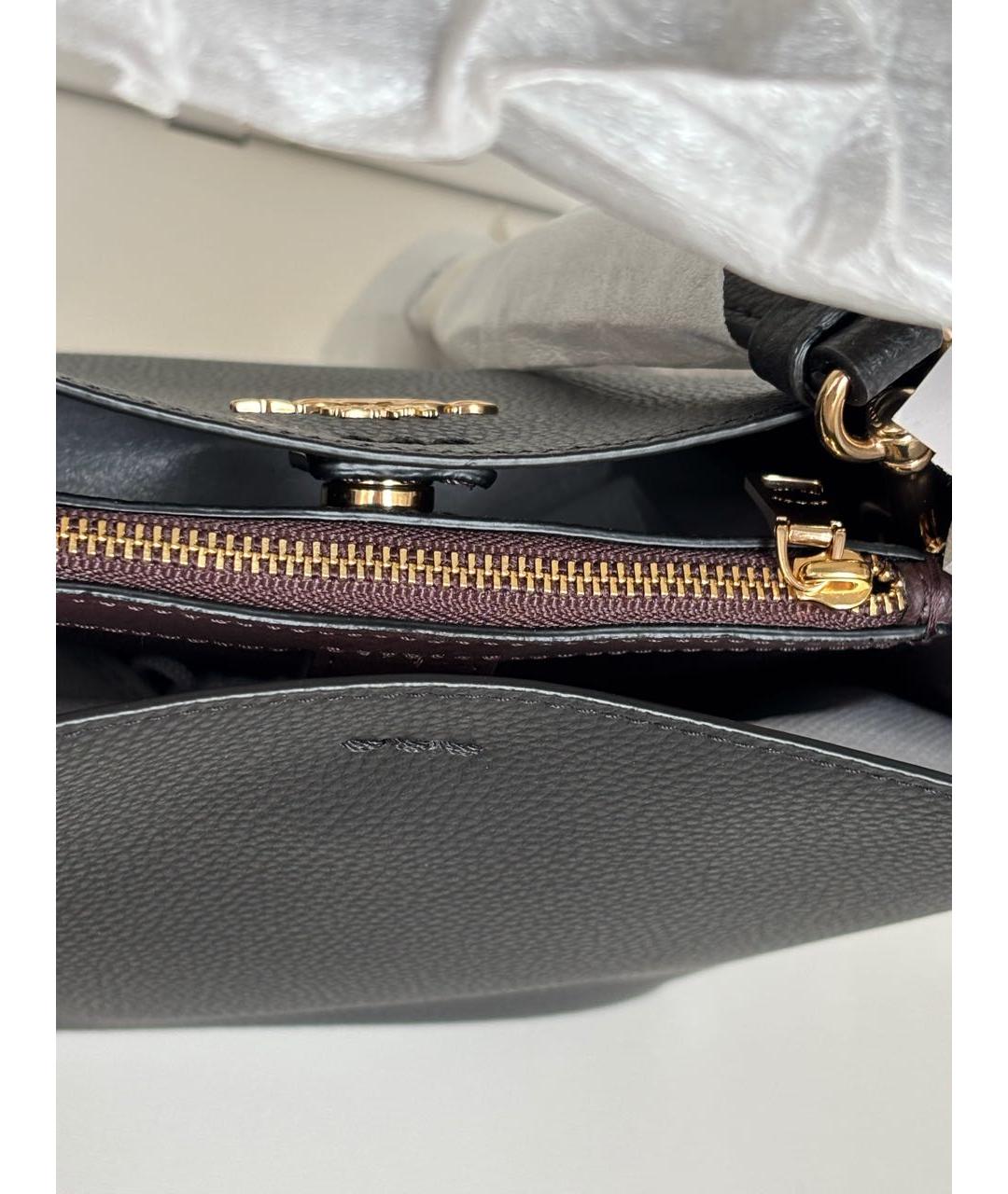 COACH Черная кожаная сумка тоут, фото 7