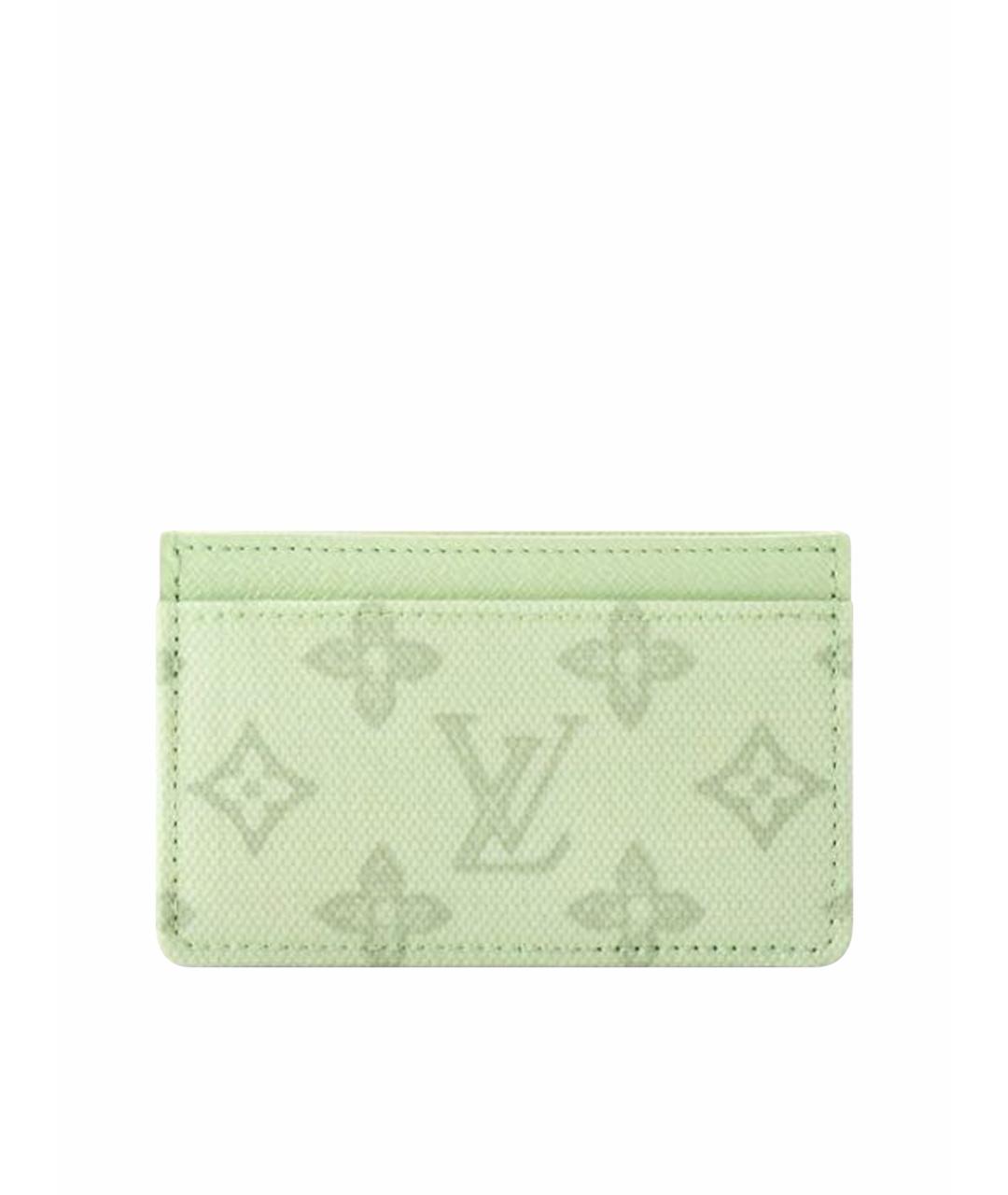 LOUIS VUITTON Салатовый кожаный кардхолдер, фото 1