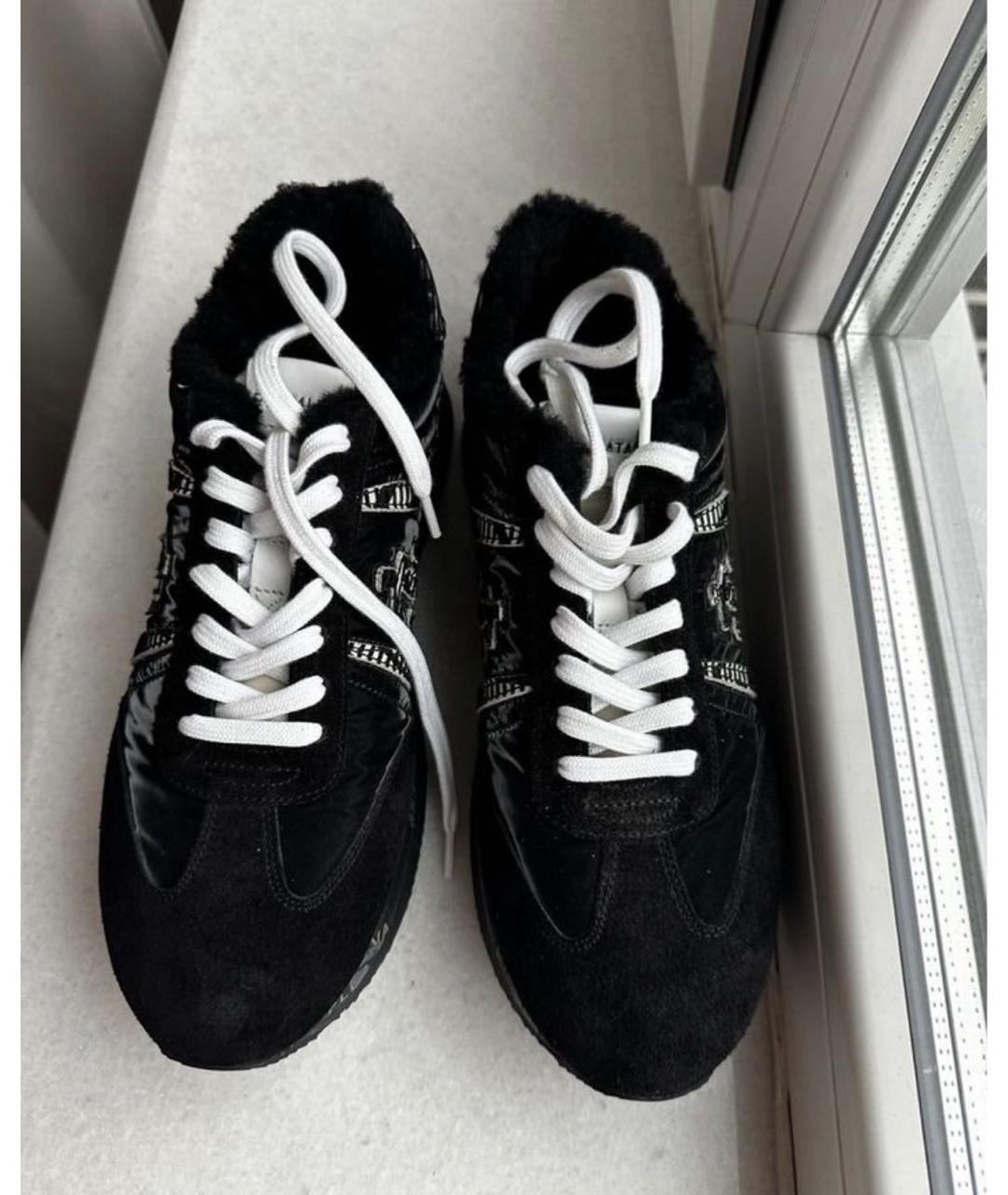 PREMIATA Черные кожаные низкие кроссовки / кеды, фото 2