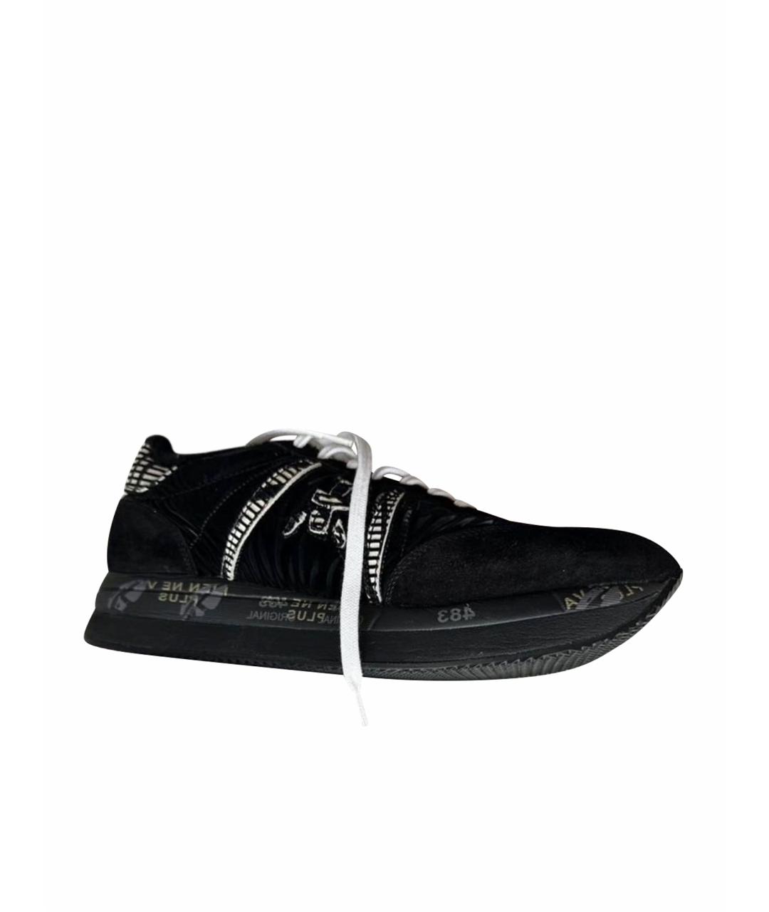 PREMIATA Черные кожаные низкие кроссовки / кеды, фото 1