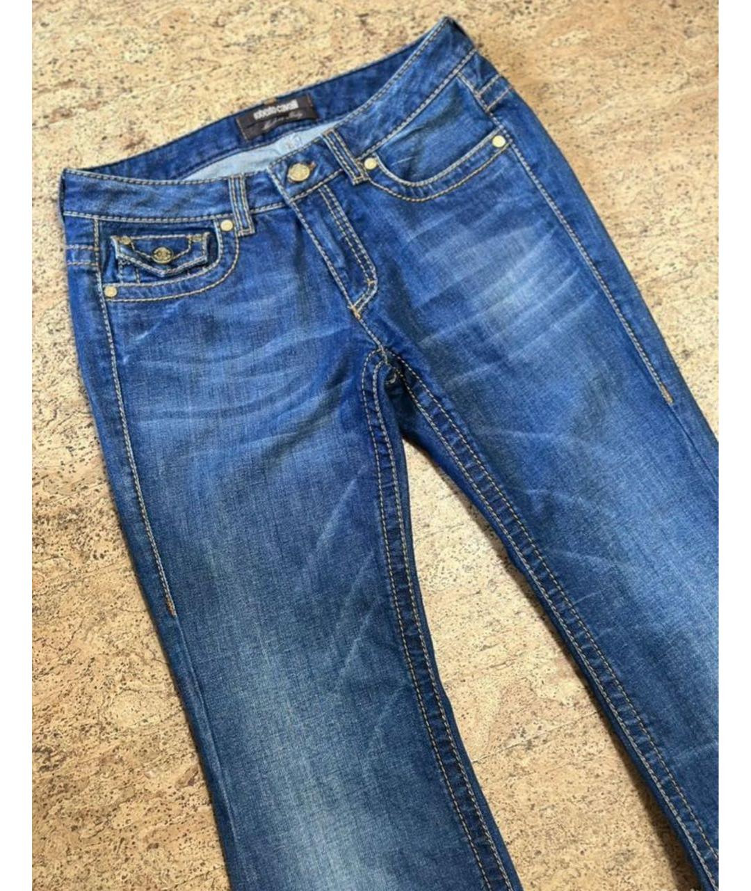 ROBERTO CAVALLI Синие хлопковые джинсы клеш, фото 6