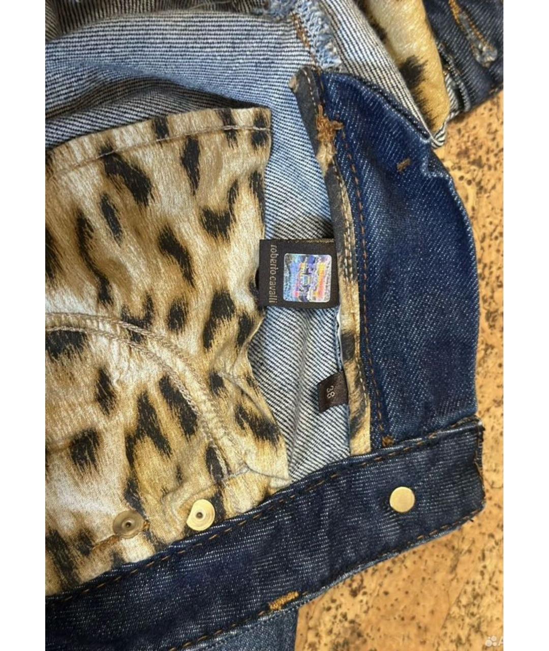 ROBERTO CAVALLI Синие хлопковые джинсы клеш, фото 5