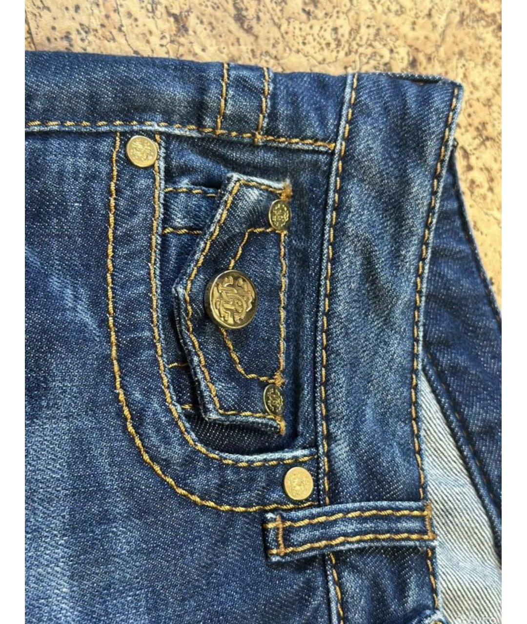 ROBERTO CAVALLI Синие хлопковые джинсы клеш, фото 8