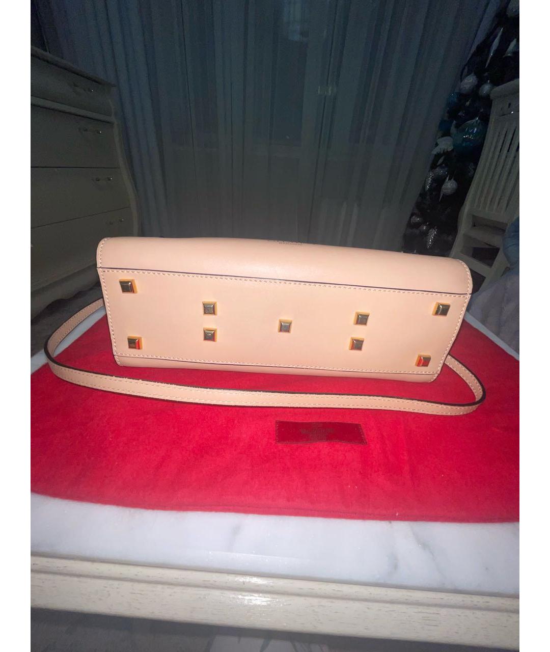 VALENTINO Бежевая кожаная сумка тоут, фото 5