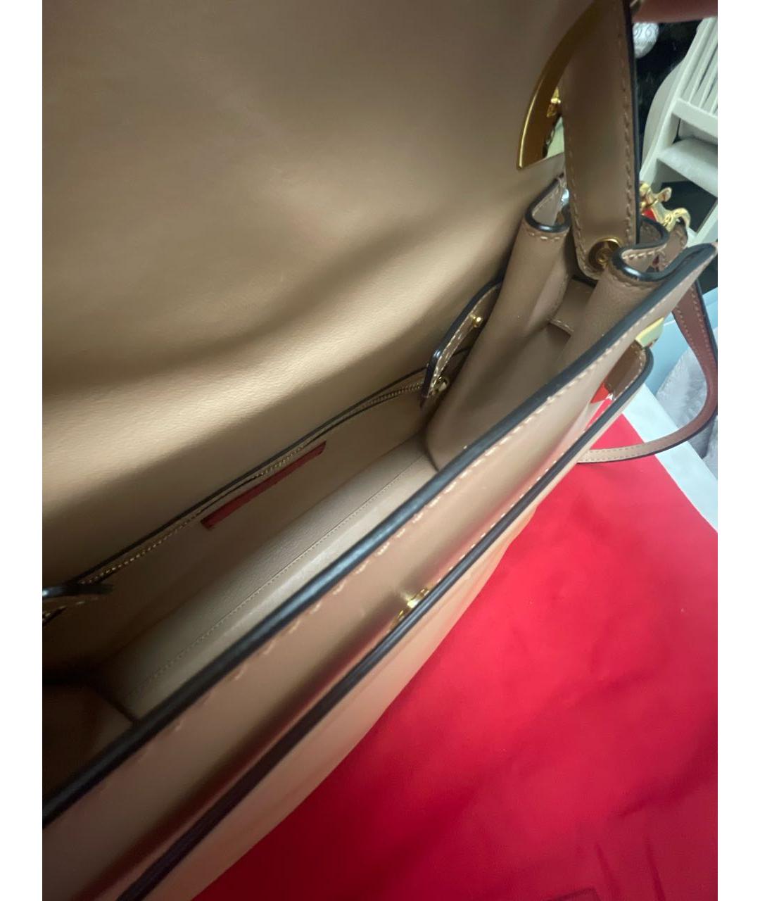 VALENTINO Бежевая кожаная сумка тоут, фото 4