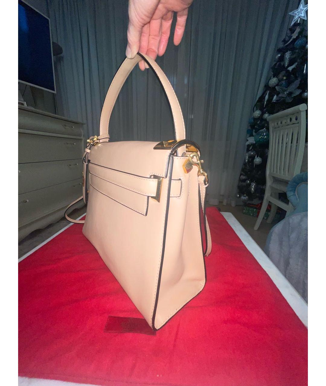 VALENTINO Бежевая кожаная сумка тоут, фото 2