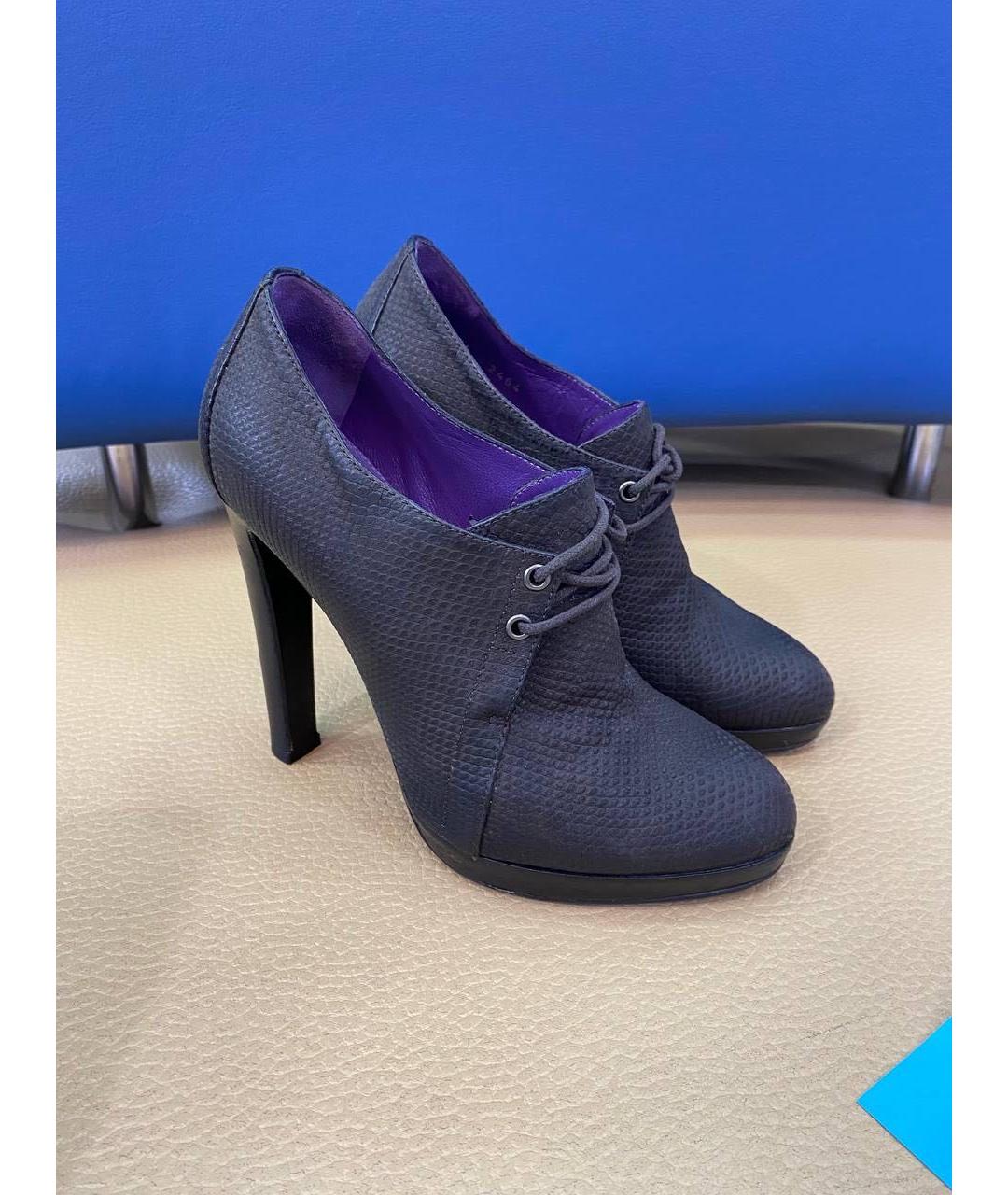 SERGIO ROSSI Темно-синие кожаные туфли, фото 5